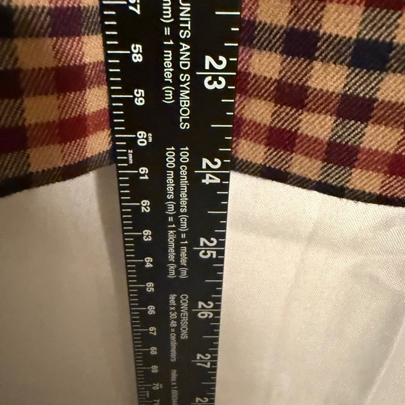 Merona Women's Plaid School boy Blazer Jacket Red Black Tan Sz 10 Single Button - Picture 5 of 7